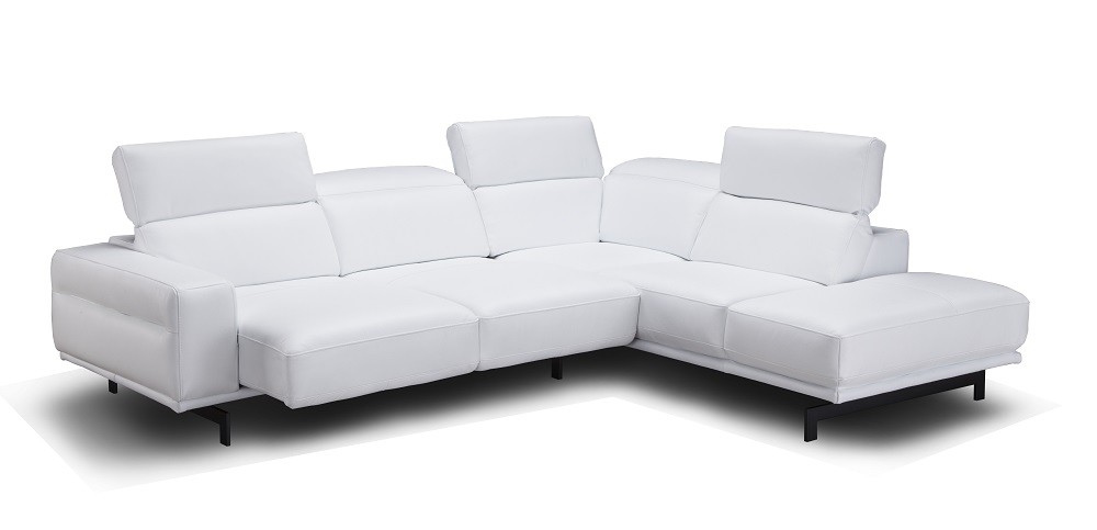 Davenport Leather Sectional in Snow White