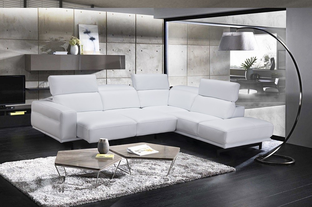Davenport Leather Sectional in Snow White - Image 4