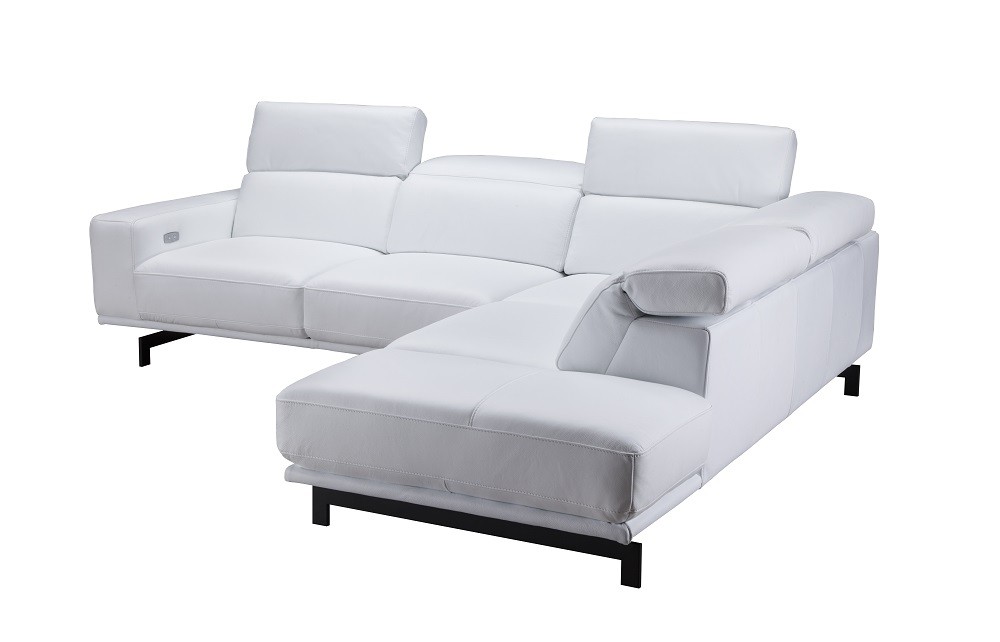 Davenport Leather Sectional in Snow White - Image 3