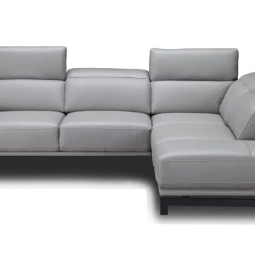 Davenport Leather Sectional in Light Grey