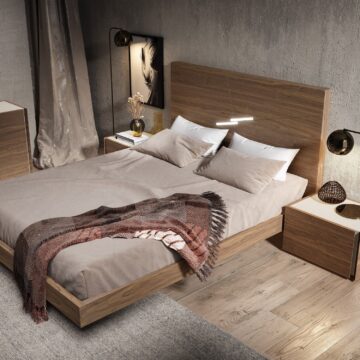 Faro Premium Bedroom Set in Walnut with Light Grey