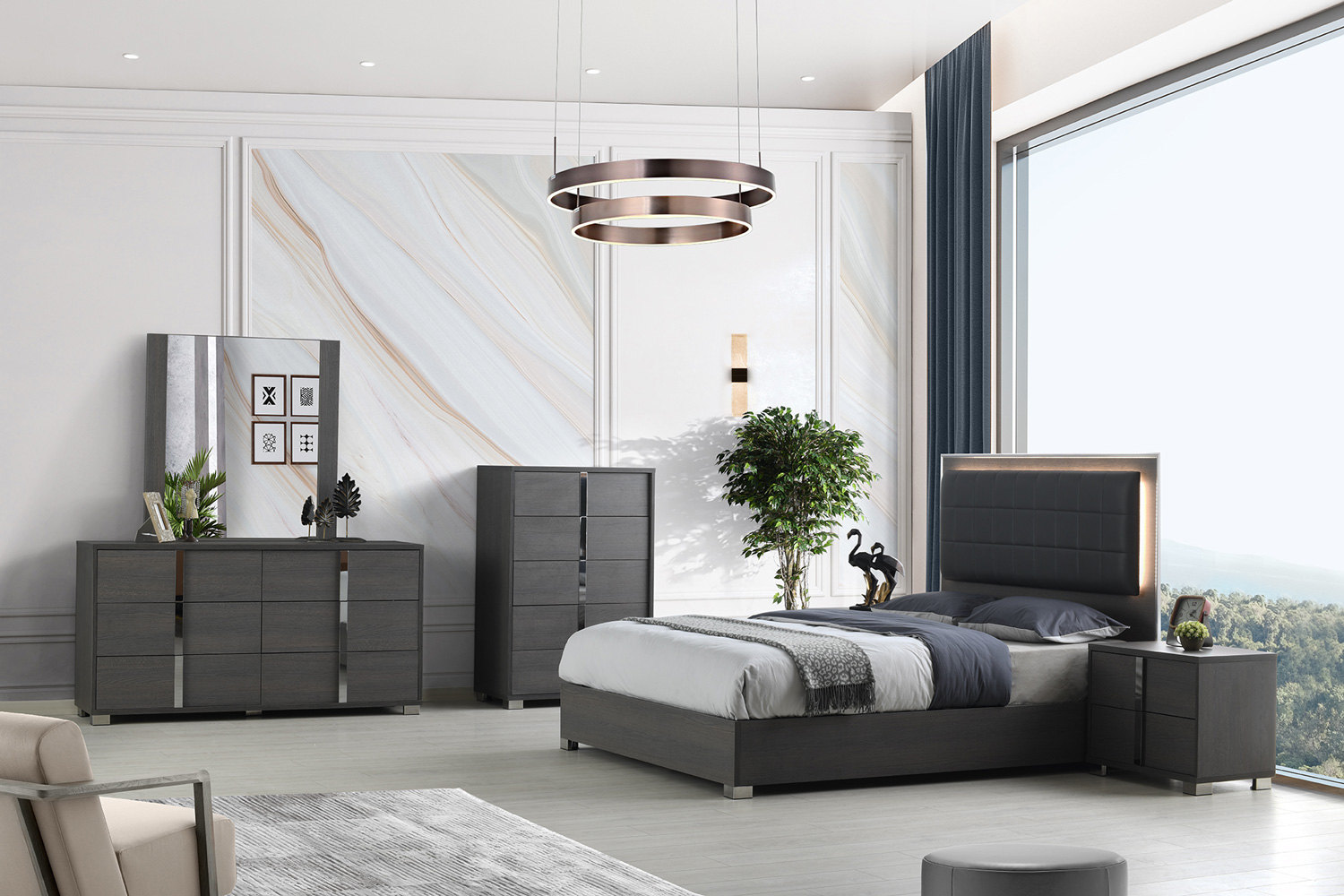 Giulia Bedroom Collection in Matt Grey Oak - Image 2
