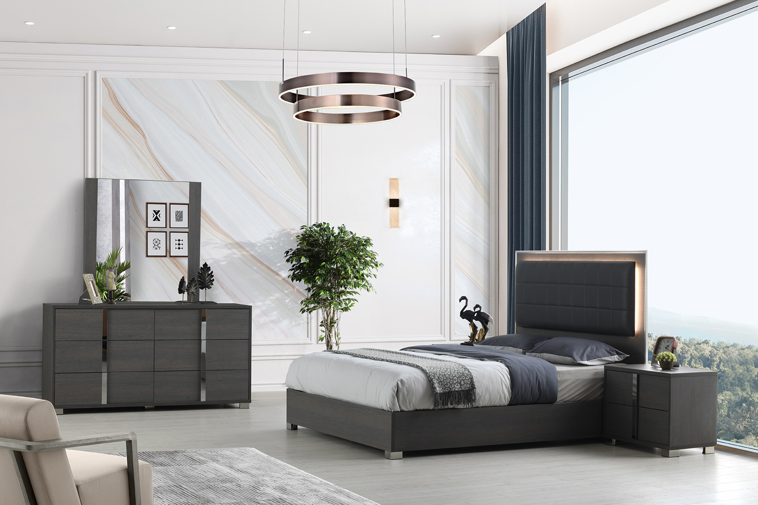 Giulia Bedroom Collection in Matt Grey Oak