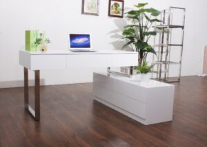 KD12 Modern Office Desk in Matte White