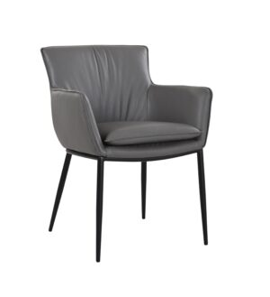 Kani Leather Armchair in Charcoal Grey 801