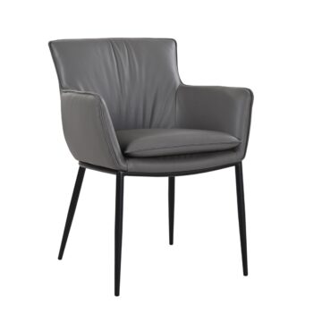 Kani Leather Armchair in Charcoal Grey 801