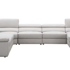 Kobe Premium Leather Sectional in Silver Grey