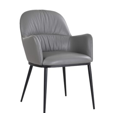 Kora Leather Armchair in Charcoal Grey 801