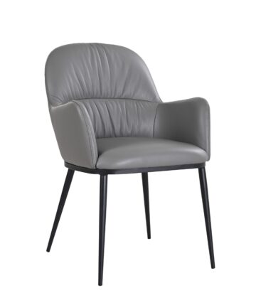 Kora Leather Armchair in Charcoal Grey 801