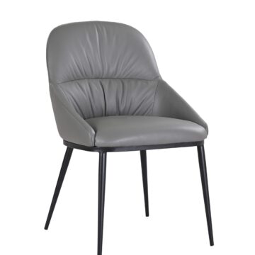 Kora Leather Chair in Charcoal Grey 801, Set of 2