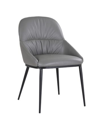 Kora Leather Chair in Charcoal Grey 801, Set of 2
