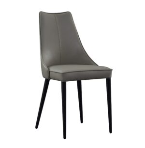 Milano Leather Dining Chair in Light Grey, Set of 2
