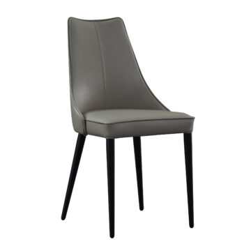 Milano Leather Dining Chair in Light Grey, Set of 2