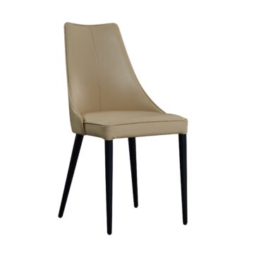 Milano Leather Dining Chair in Tan, Set of 2