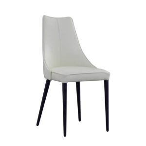 Milano Leather Dining Chair in White, Set of 2