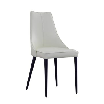 Milano Leather Dining Chair in White, Set of 2