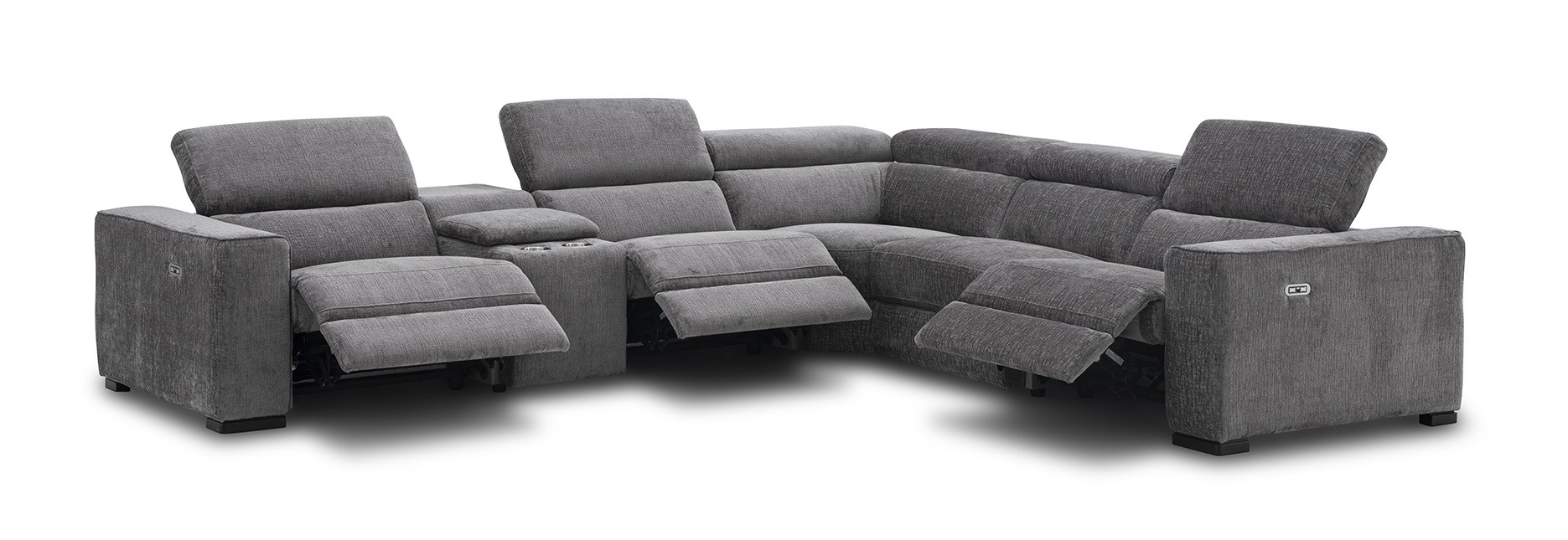 Picasso 6Pc Fabric Motion Sectional In Dark Grey