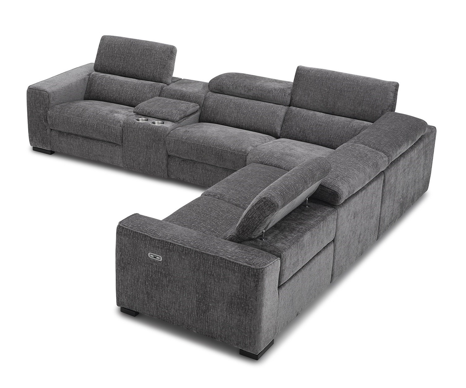 Picasso 6Pc Fabric Motion Sectional In Dark Grey - Image 3