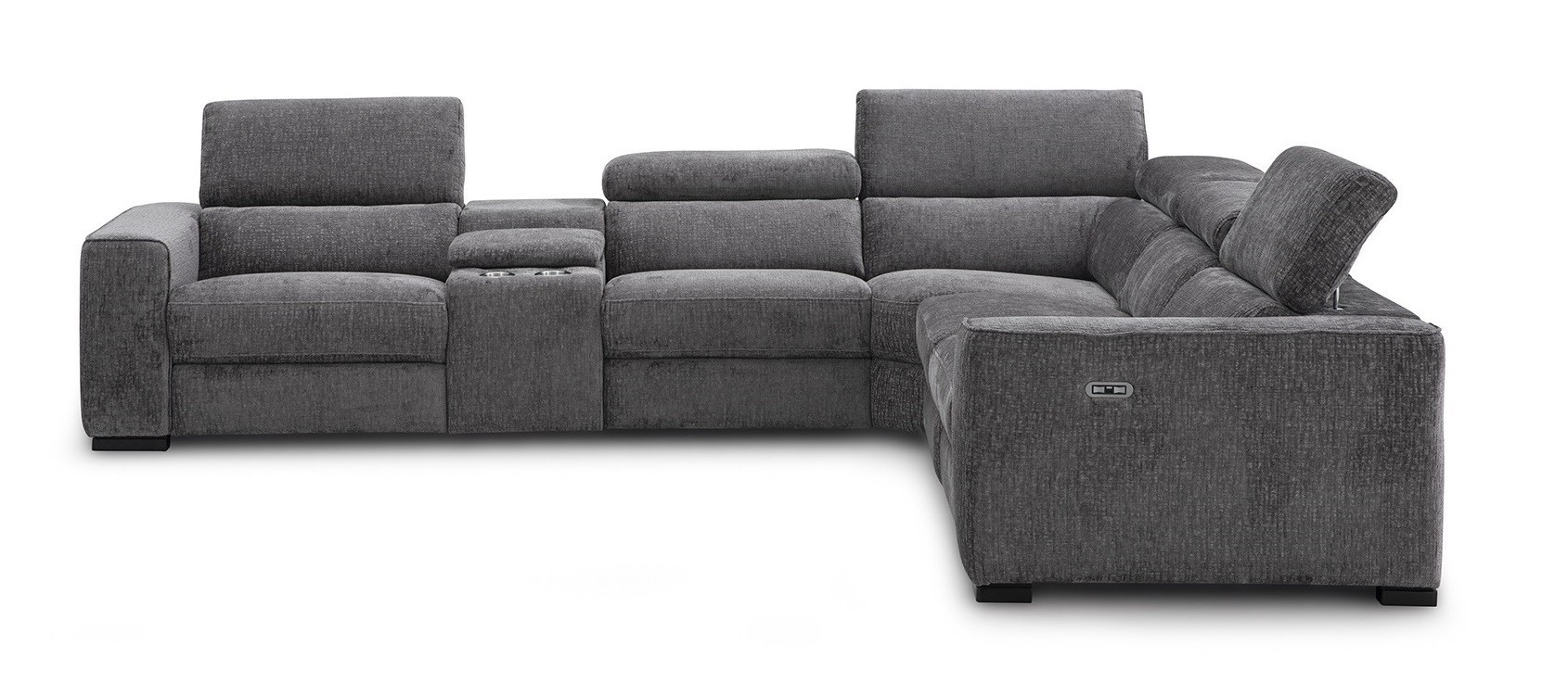 Picasso 6Pc Fabric Motion Sectional In Dark Grey - Image 2