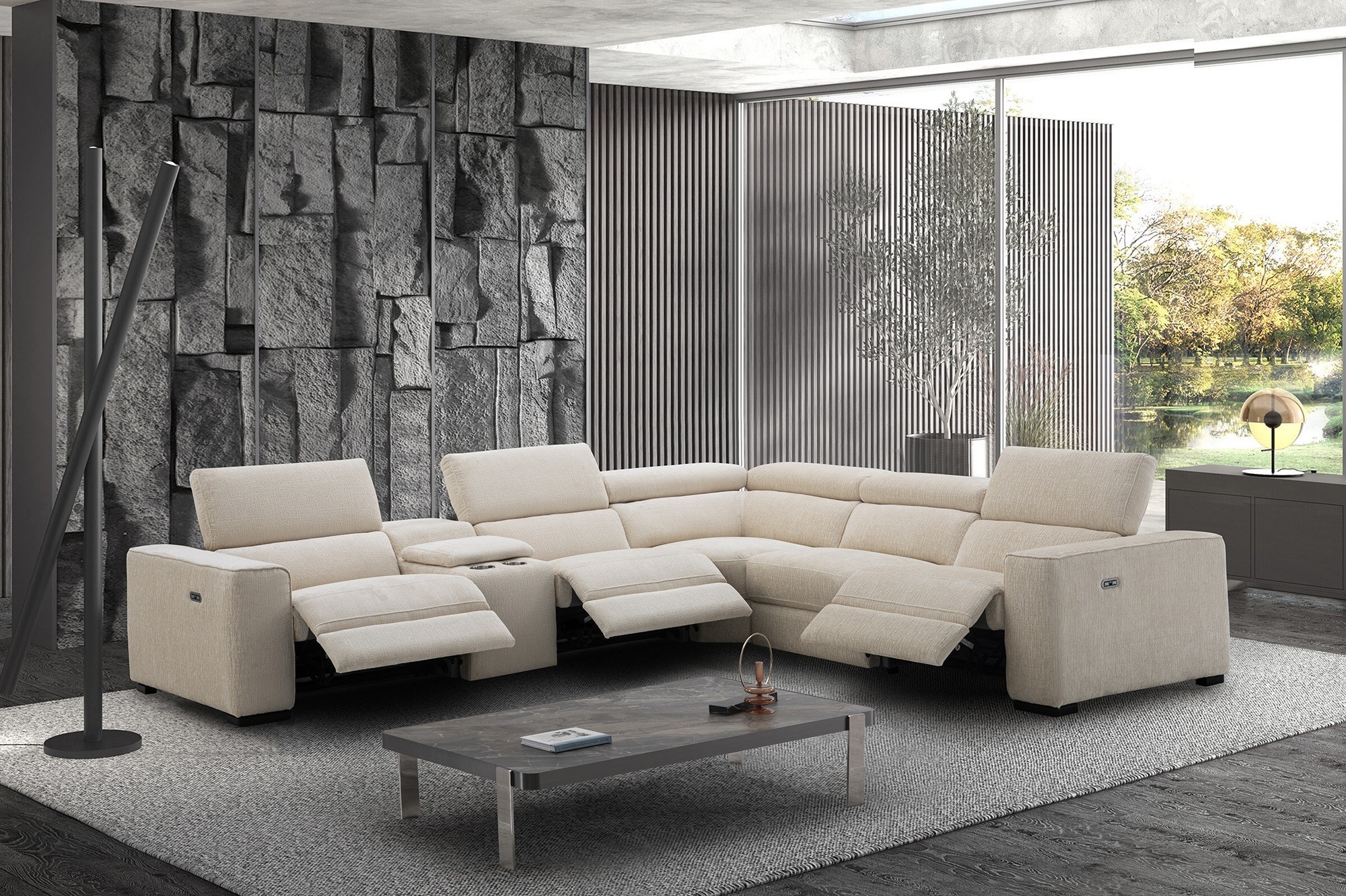 Picasso 6Pc Fabric Motion Sectional In Sand - Image 7