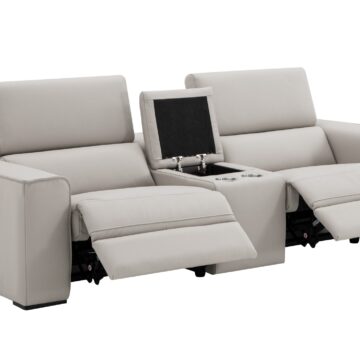 Picasso Love Seat In Silver Grey with Console