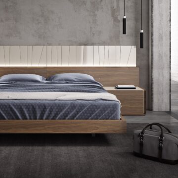 Porto Premium Bedroom Set in Walnut with Light Grey