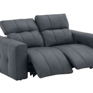 Prescott Leather Sofa Set in Dark Grey
