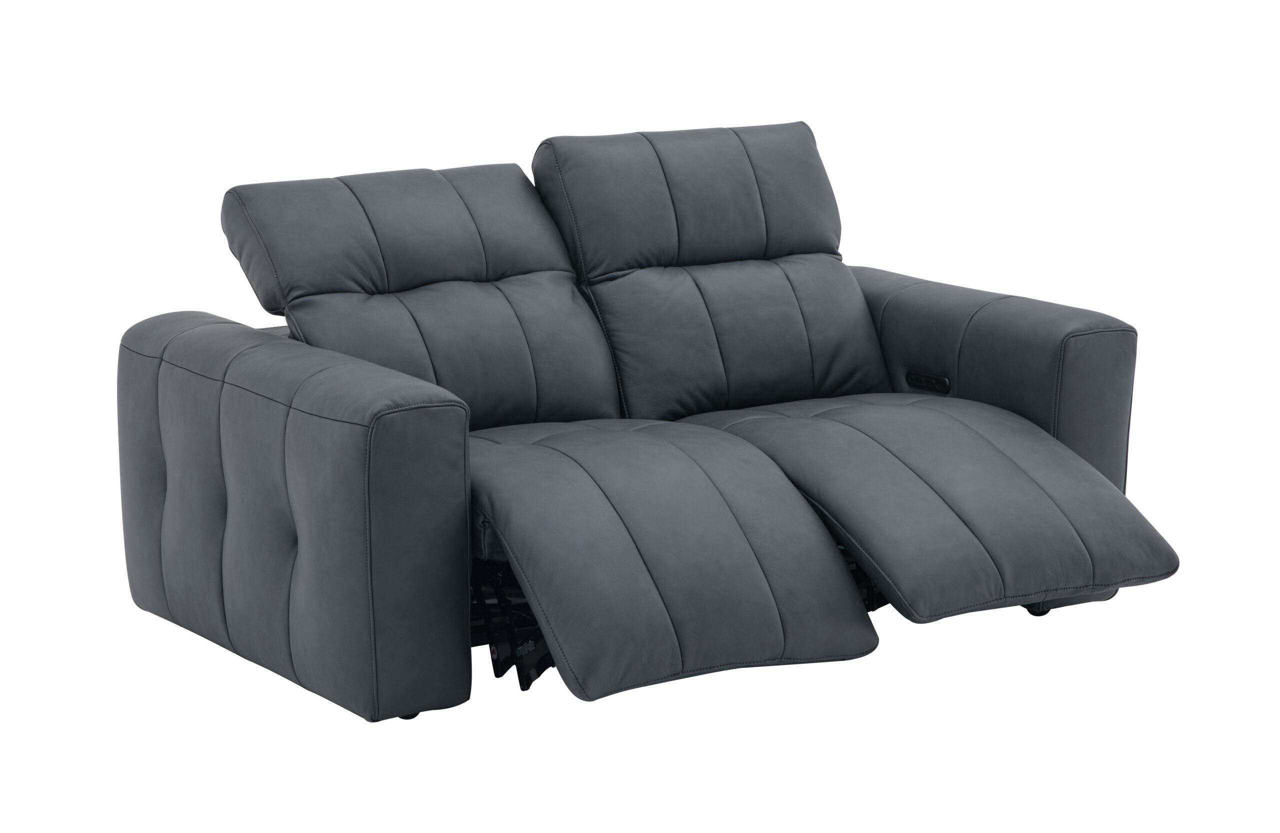 Prescott Leather Love Seat in Dark Grey - Image 5