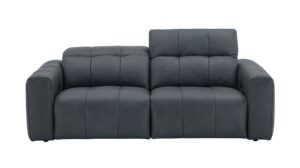 Prescott Leather Love Seat in Dark Grey