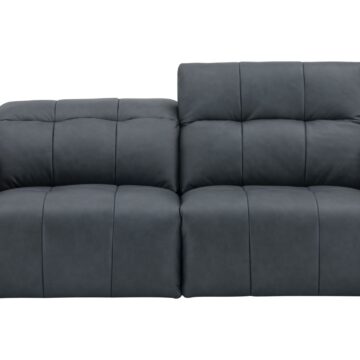 Prescott Leather Love Seat in Dark Grey