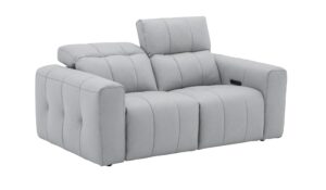 Prescott Leather Love Seat in Light Grey