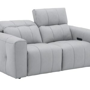 Prescott Leather Love Seat in Light Grey