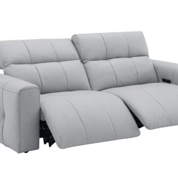 Prescott Leather Sofa Set in Light Grey