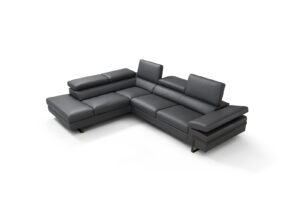 Rimini Italian Leather Sectional in Dark Grey (I867)