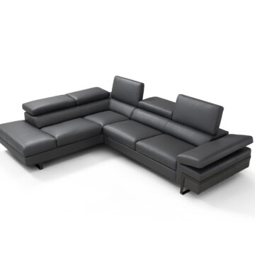 Rimini Italian Leather Sectional in Dark Grey (I867)