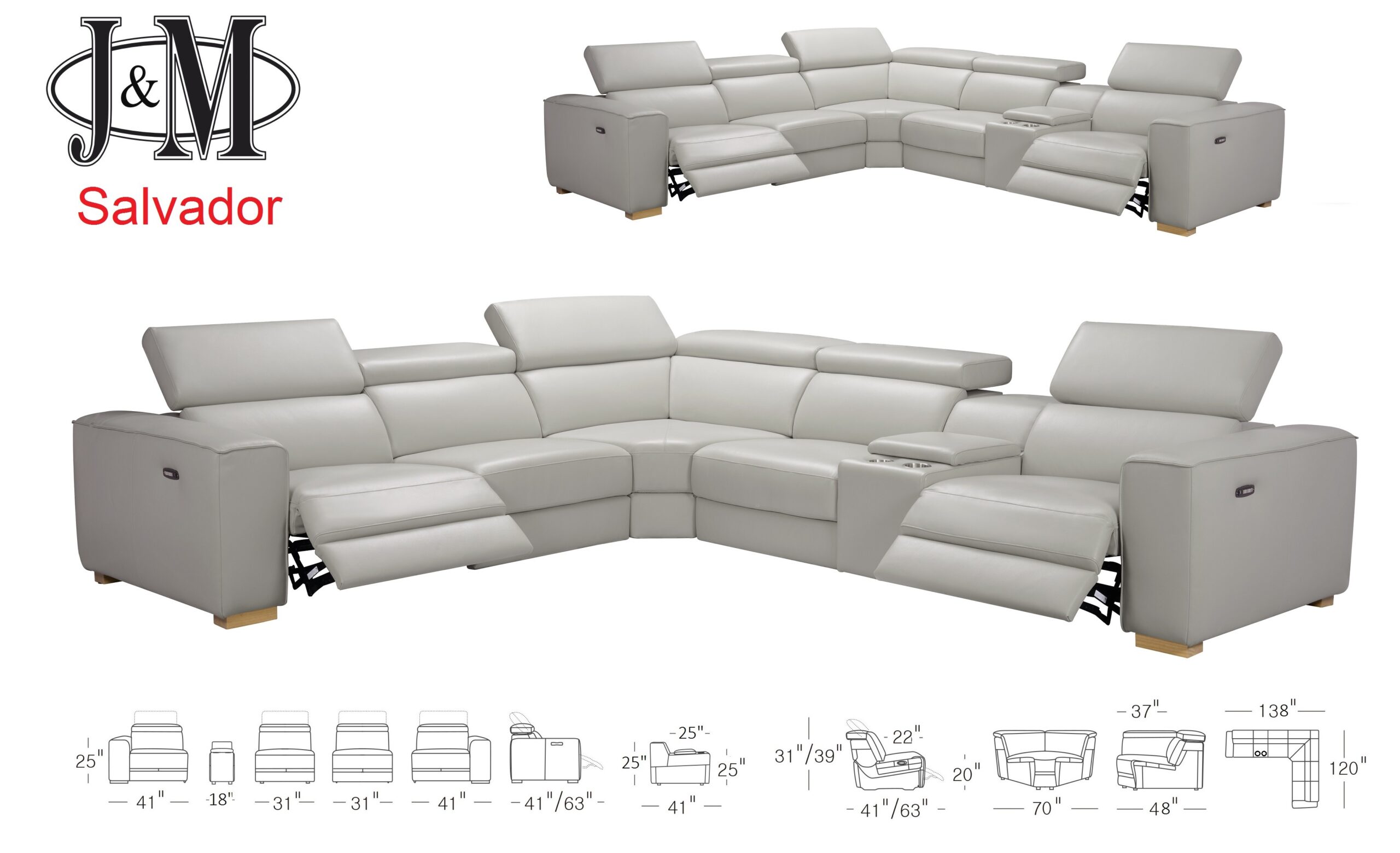 Salvador 6Pc Motion Sectional In Light Grey - Image 4