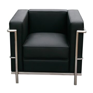 Cour Italian Leather Chair in Black