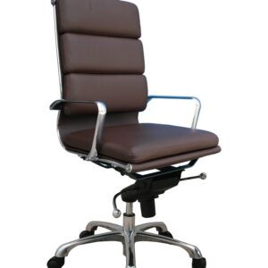 Plush High Back Office Chair In Brown