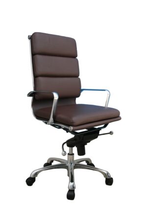 Plush High Back Office Chair In Brown