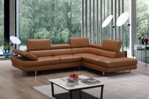 A761 Italian Leather Sectional in Caramel
