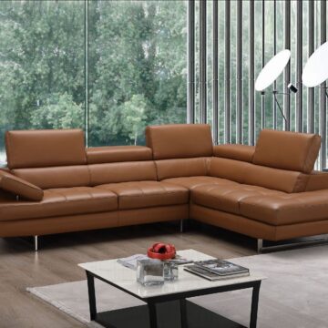 A761 Italian Leather Sectional in Caramel