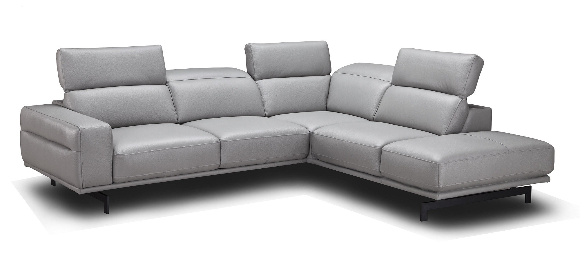Davenport Leather Sectional in Light Grey - Image 2
