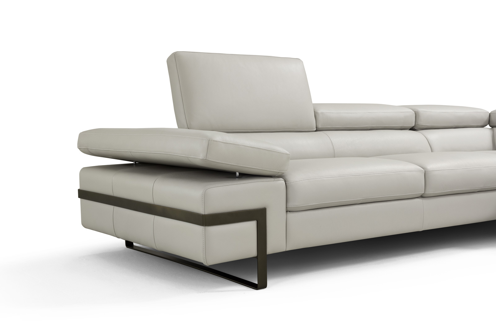 Rimini Italian Leather Sectional in Light Grey (I867) - Image 3