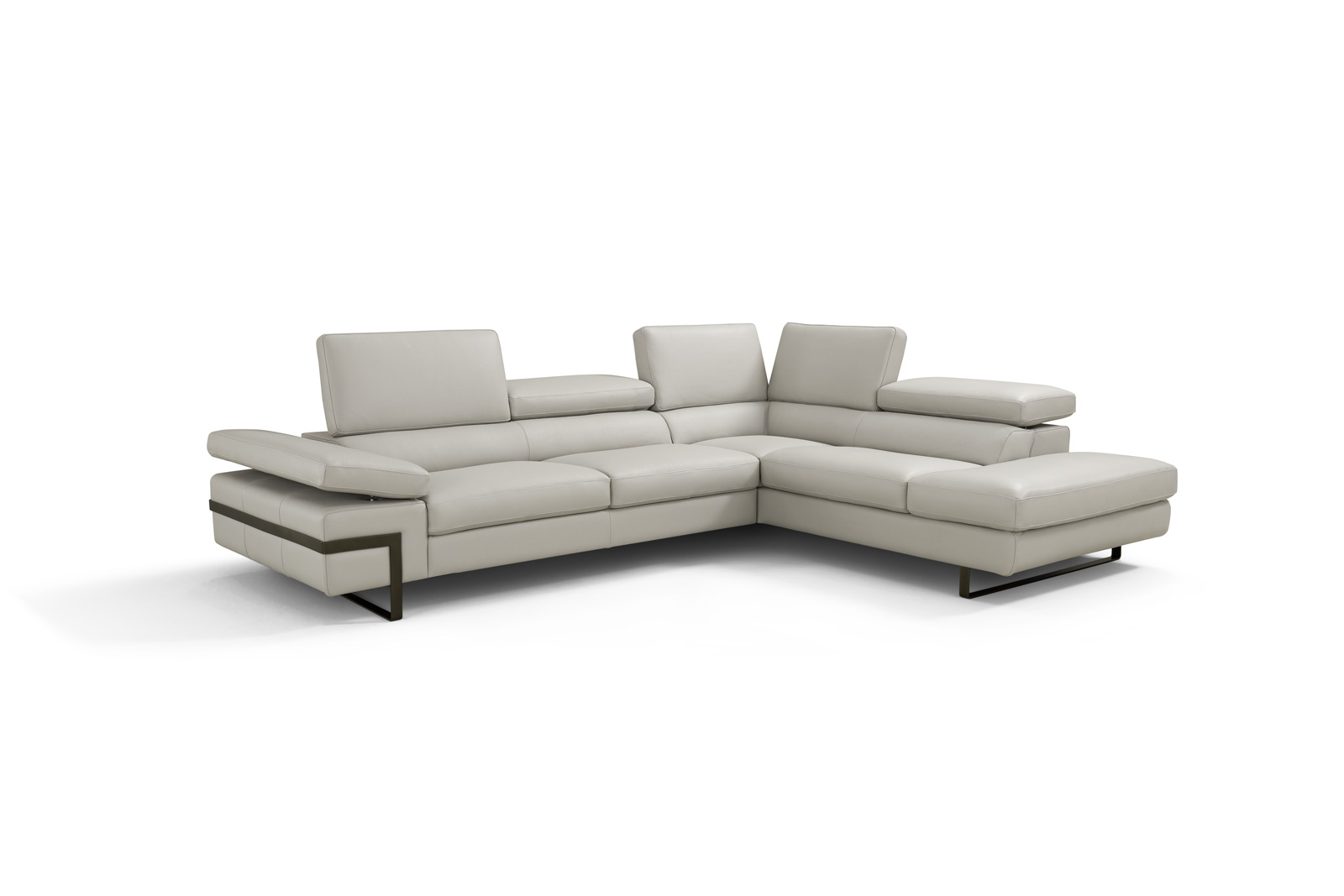 Rimini Italian Leather Sectional in Light Grey (I867) - Image 5