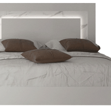 Carrara Queen size Bed White w/Light