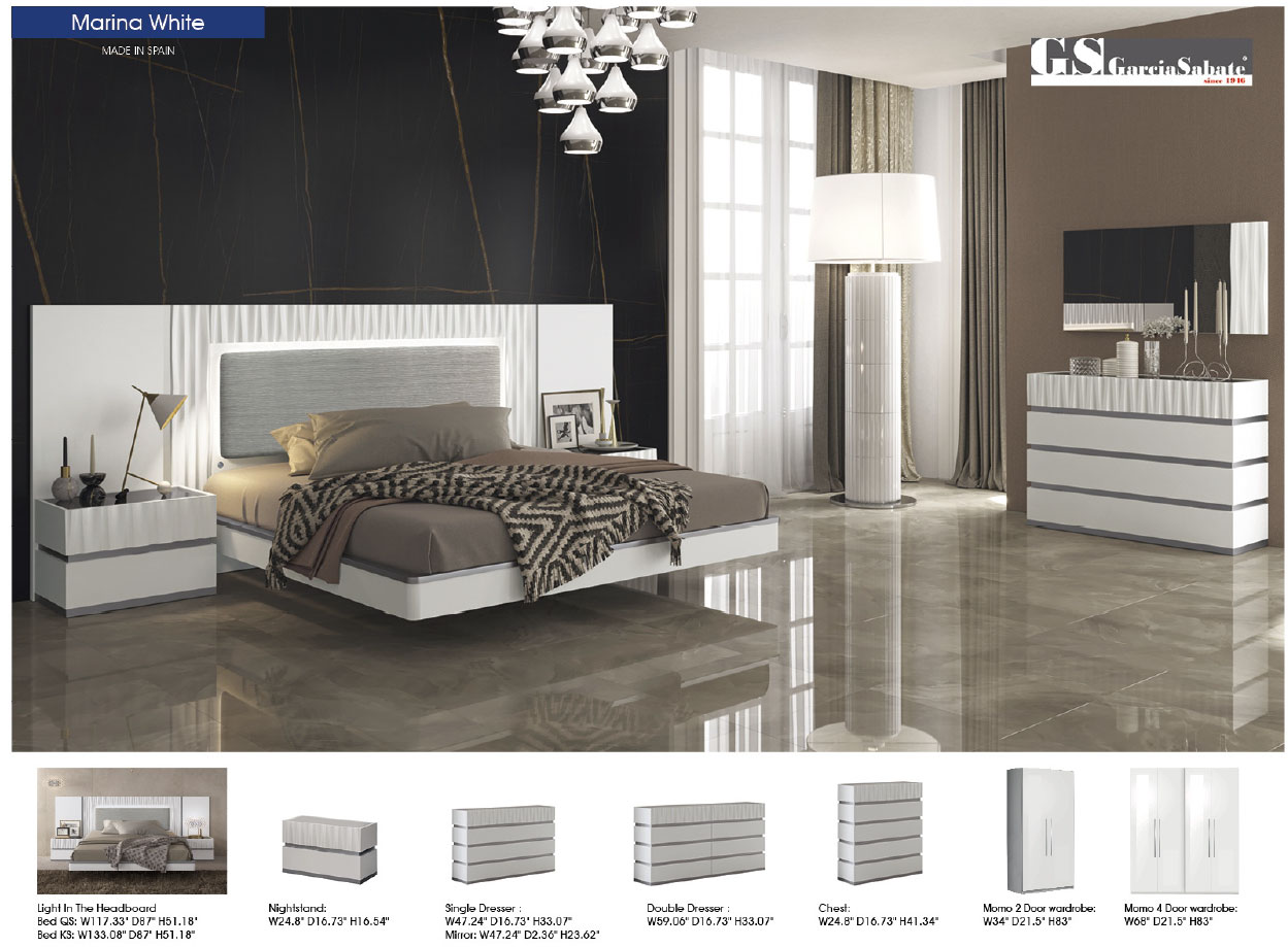 Marina White King size Bed - Image 2