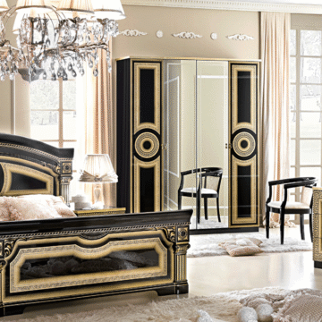 Aida Bedroom Black w/Gold, Camelgroup Italy