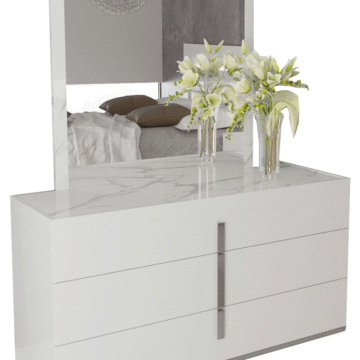 Carrara White Dresser/Mirror