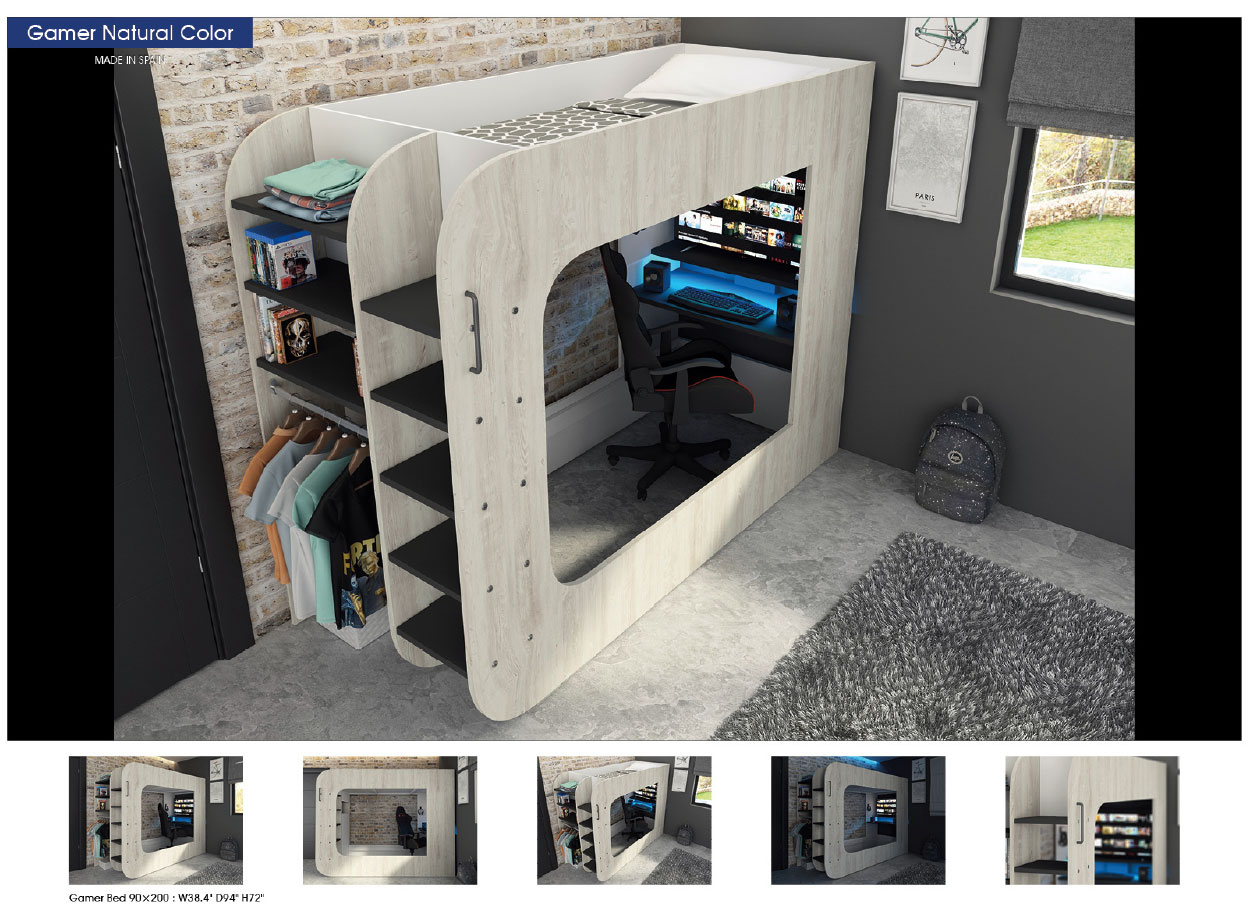 Gamer Bed 35.43" x 78.7" Natural Color - Image 2