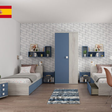 Jazz Kids Bedroom Oak Blue